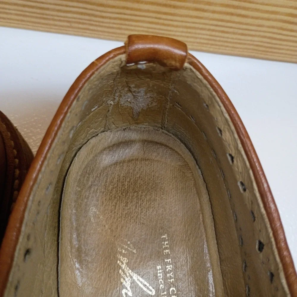 Frye‎ Company John A. Frye Wingtip Oxford Men's 10D Brown Leather Canvas Brogue